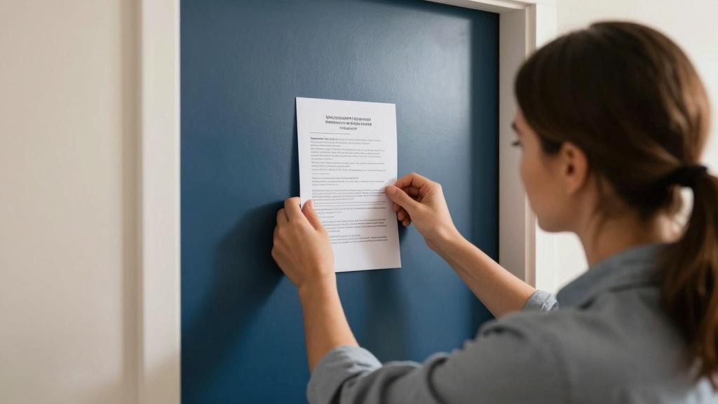 Landlord posting eviction notice on door