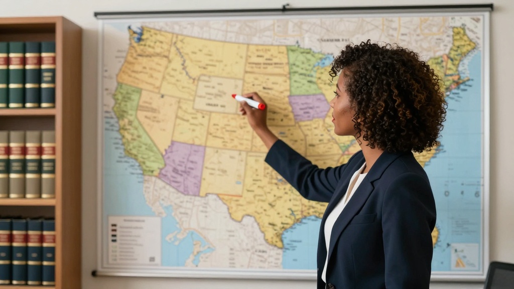 Landlord checking state-specific notice requirements on map
