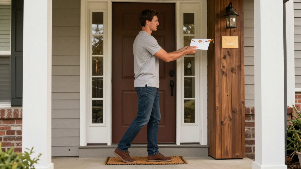 Landlord posting notice to vacate on tenant door