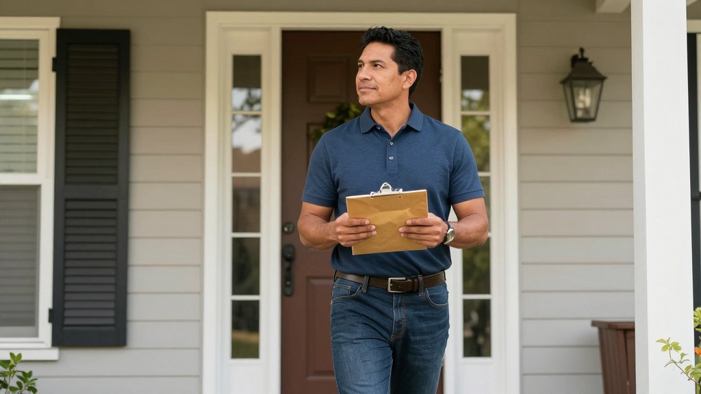 Landlord delivering notice to tenant door