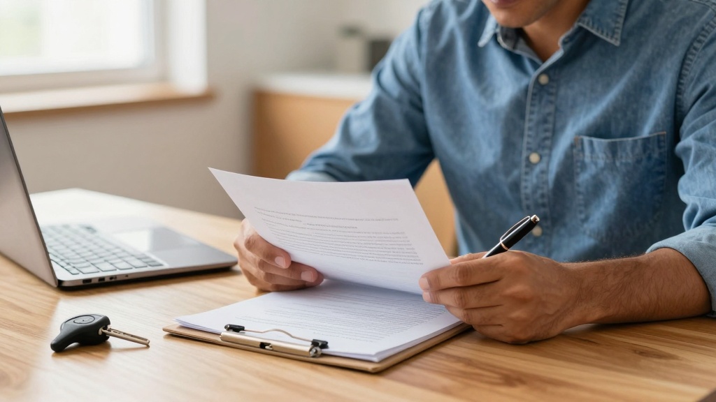 Landlord reviewing rental documents