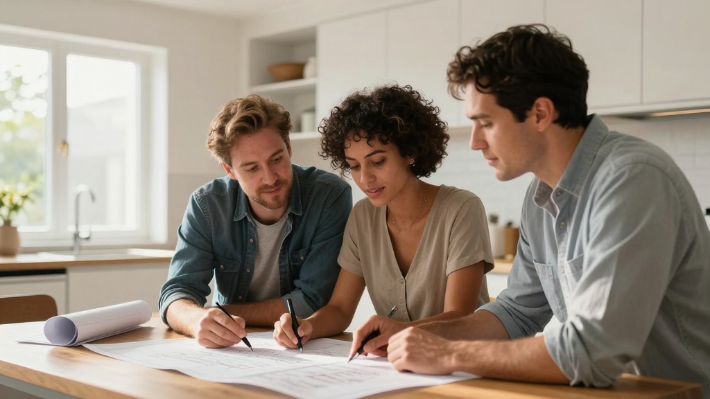 Builder contract: homeowners reviewing plans