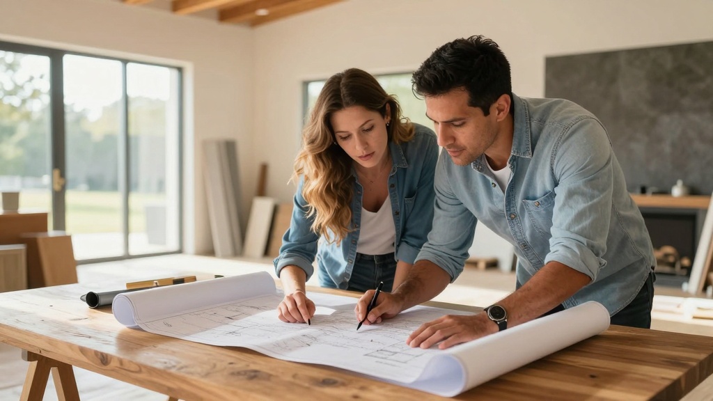 Building contract: reviewing blueprints