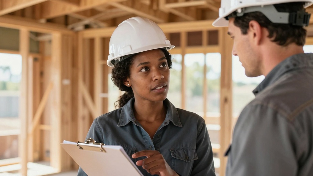 Building contract: discussing terms on site