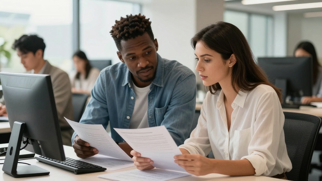 Consulting contract: professionals reviewing agreement