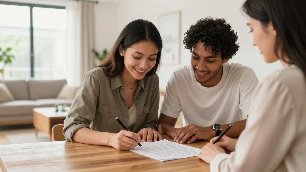 Contract of Lease: tenants signing rental agreement