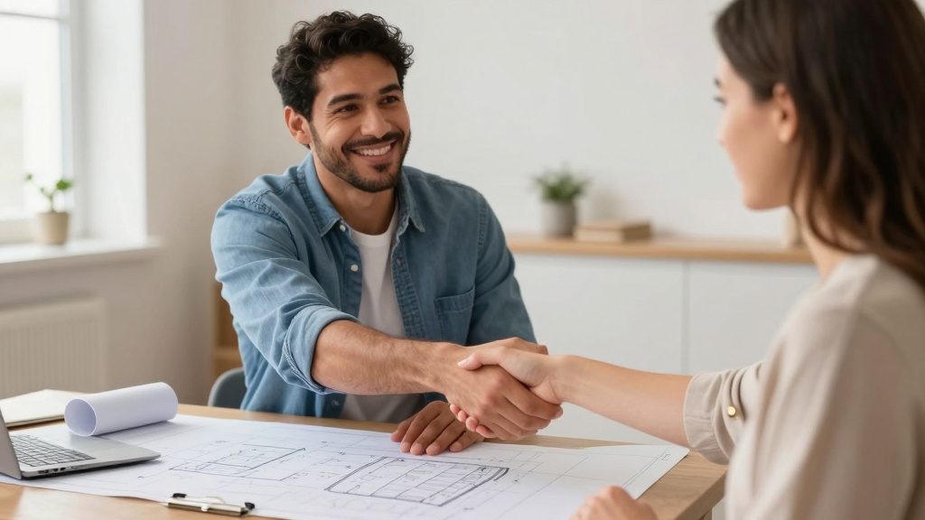 Contractor agreement: two people finalizing a deal
