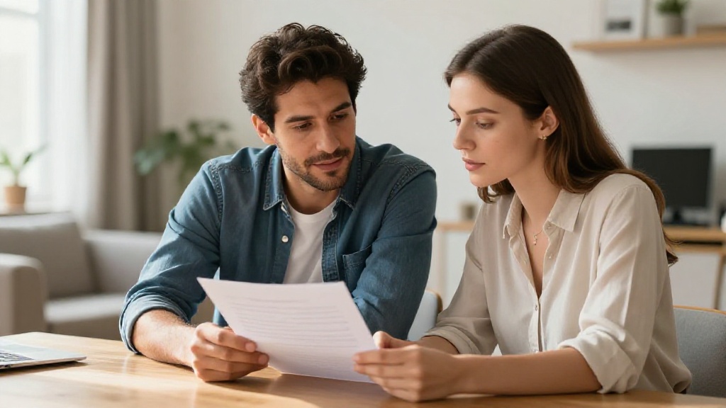 Contractor contract: two people reviewing agreement