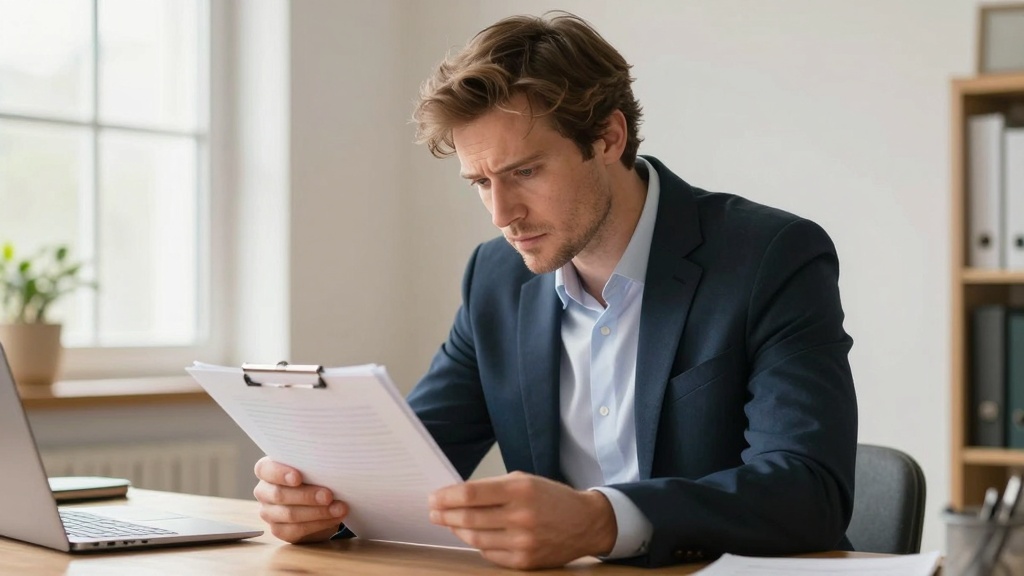 Landlord reviewing eviction notice documents