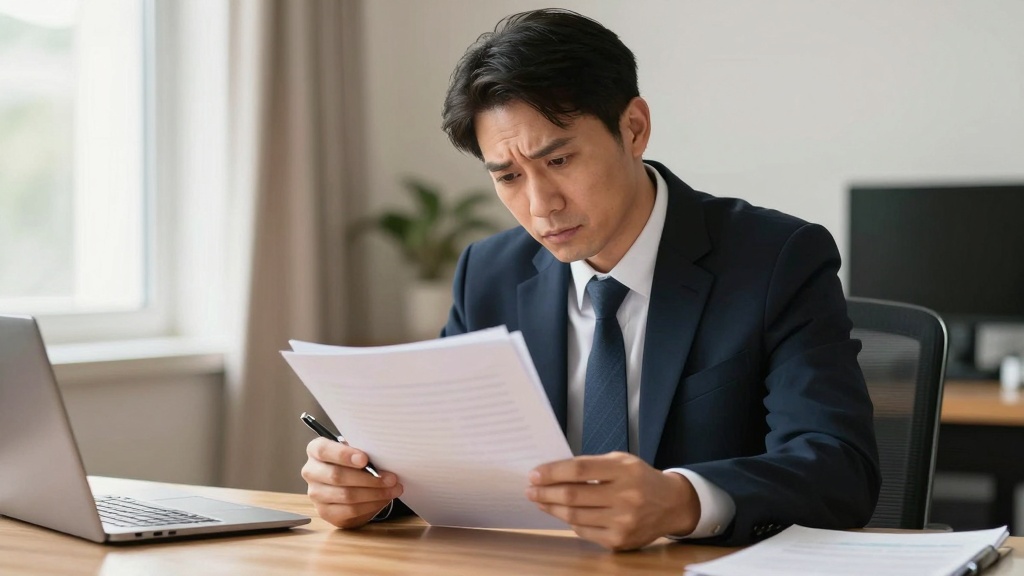 Landlord reviewing eviction notice documents