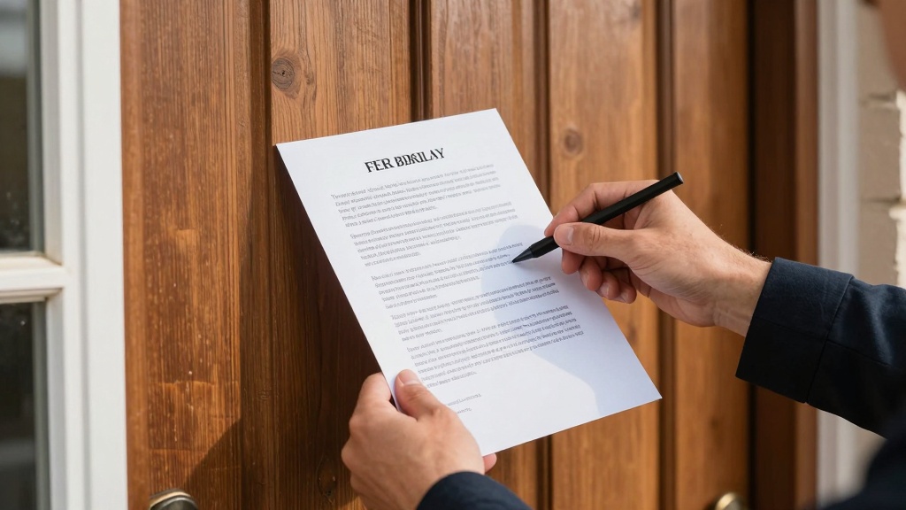 Landlord posting eviction notice on tenant door