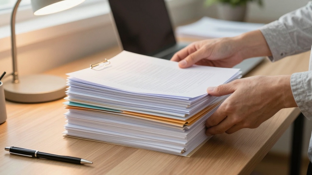Person organizing loan documents for record keeping