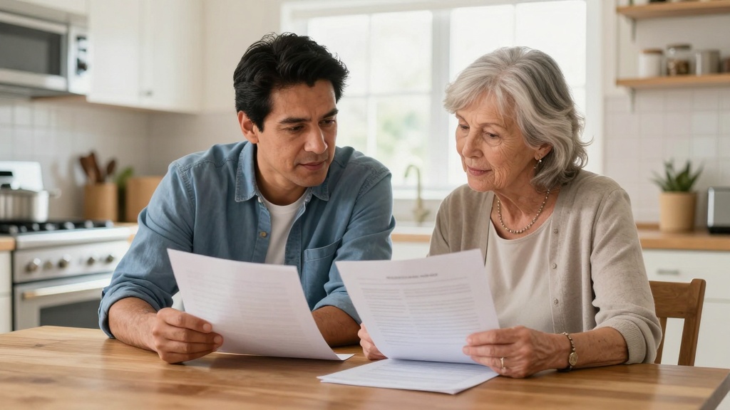 Family members reviewing loan documents
