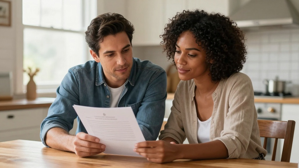 Family members reviewing a promissory note agreement