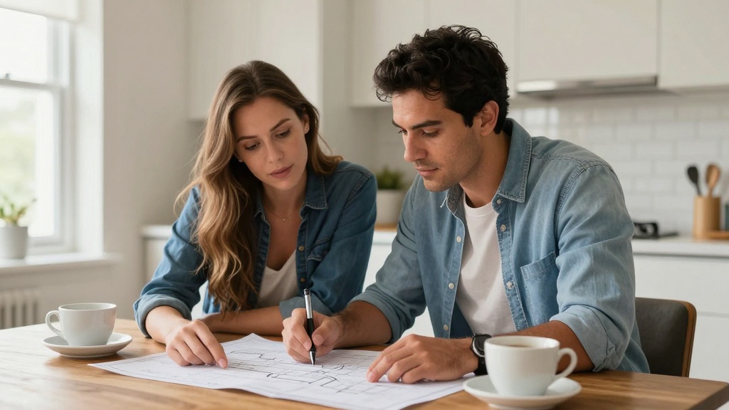 Homeowners reviewing construction contract details