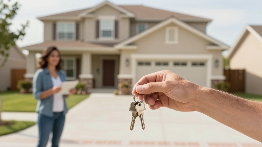 Homeowner receiving keys after construction completion