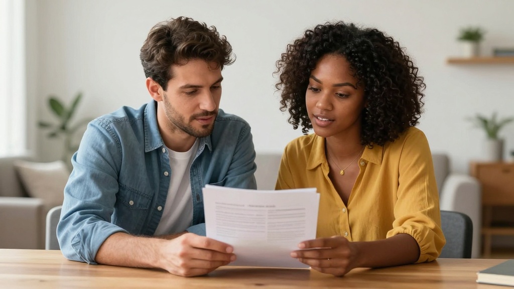 Florida lease agreement: landlord and tenant reviewing contract