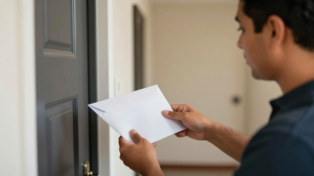 Landlord serving eviction notice on door