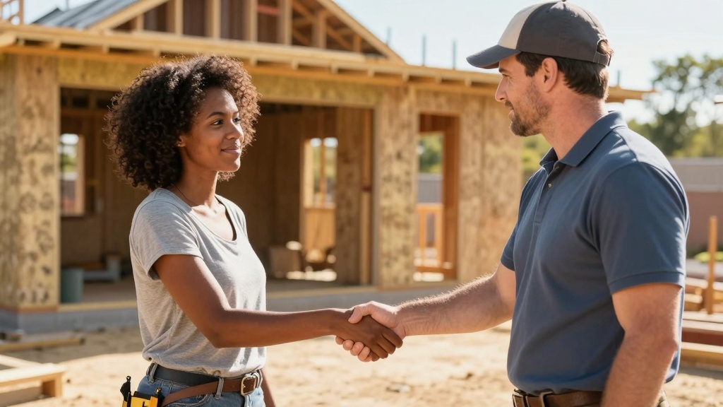 Home construction contract: project kickoff handshake