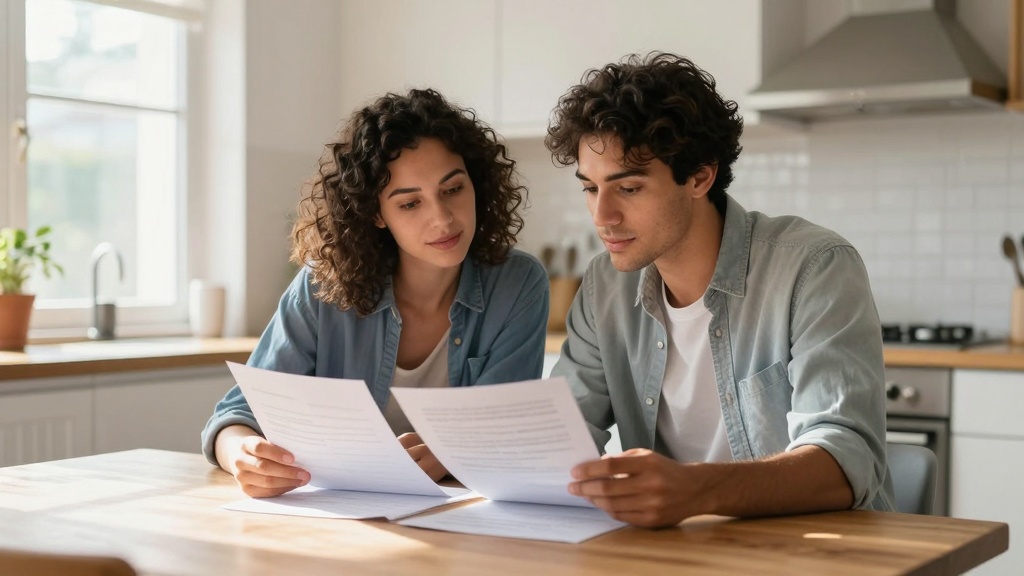 House rental application: couple reviewing documents