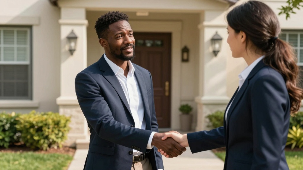 House rental application: successful approval handshake
