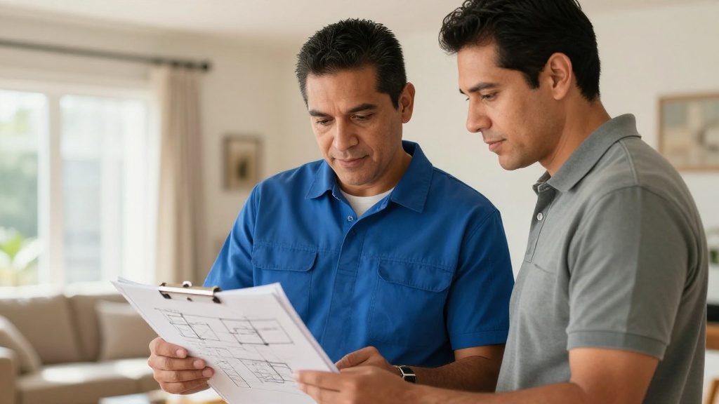 HVAC contract review: homeowner and contractor discussing plans