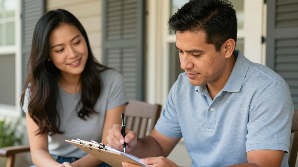 Signing HVAC service agreement