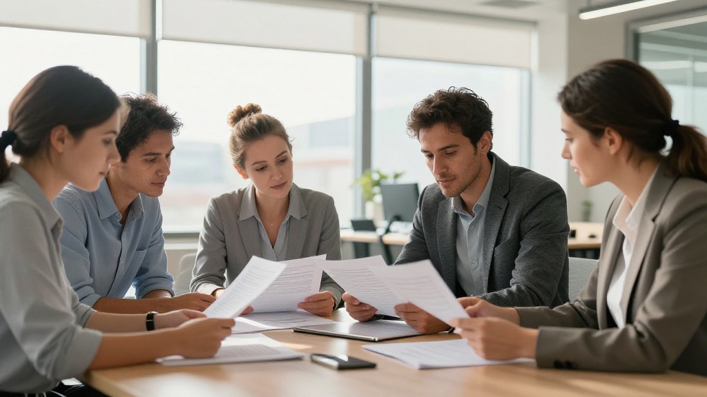 Independent contractor contract: professionals reviewing agreement