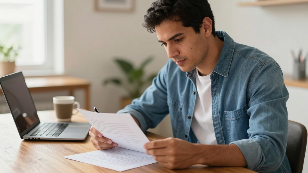 Landlord verification form: man reviewing rental history document