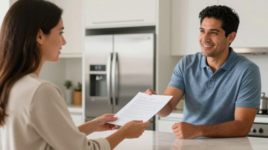 Landlord giving verification letter to tenant