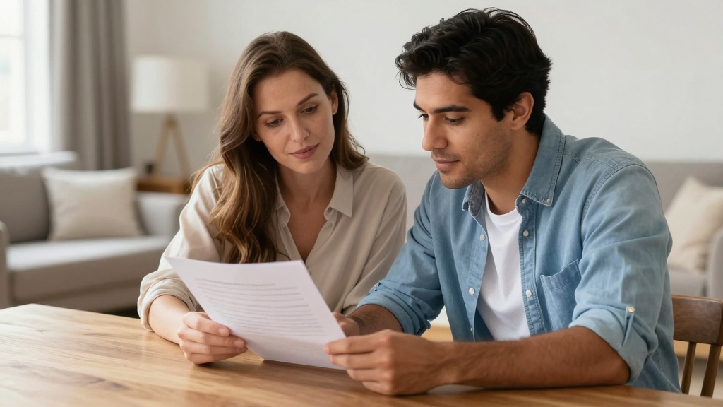 Lease extension agreement: landlord and tenant reviewing documents