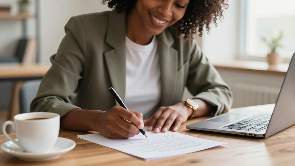 Tenant signing lease renewal agreement