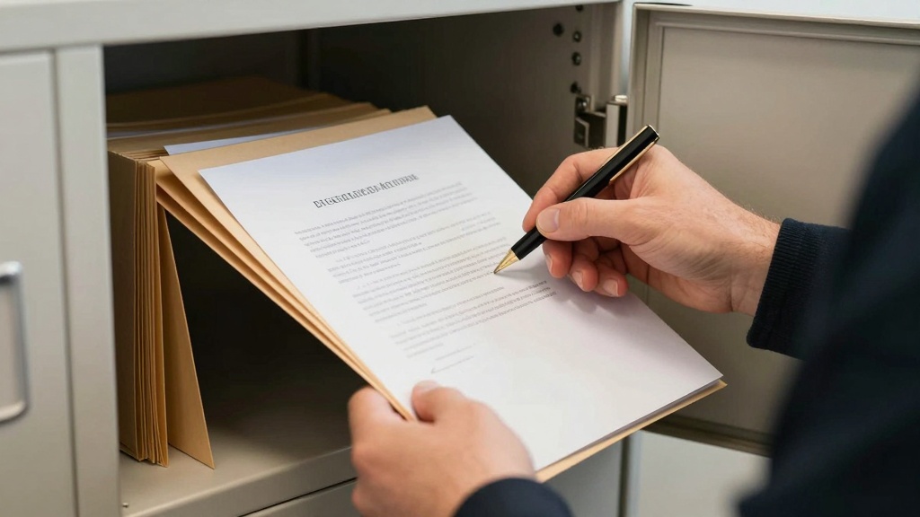 Landlord storing signed lease renewal agreement