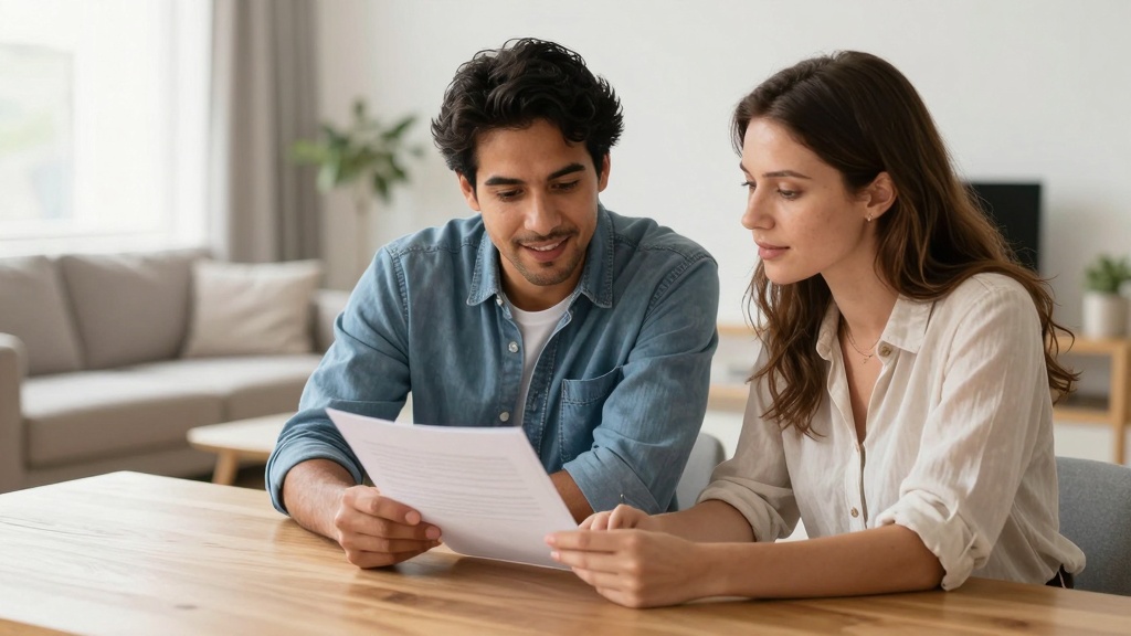 Lease termination agreement: tenants and landlord reviewing document