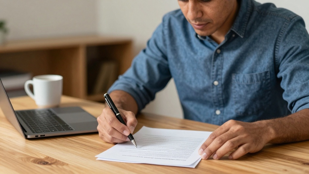 Tenant reviewing lease agreement terms