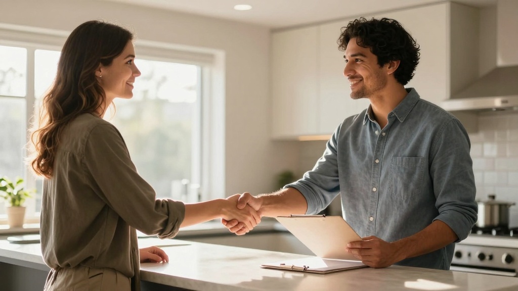 Landlord and tenant completing move-in inspection