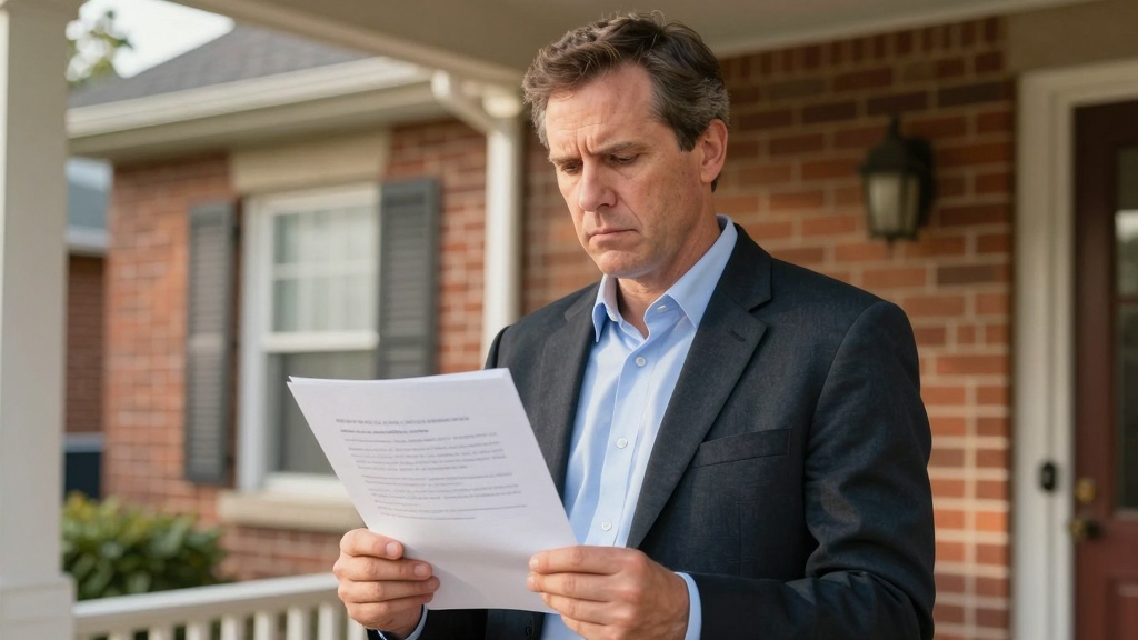Landlord reviewing eviction notice on porch