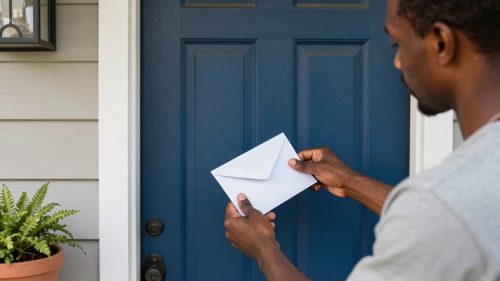 Landlord posting eviction notice on door