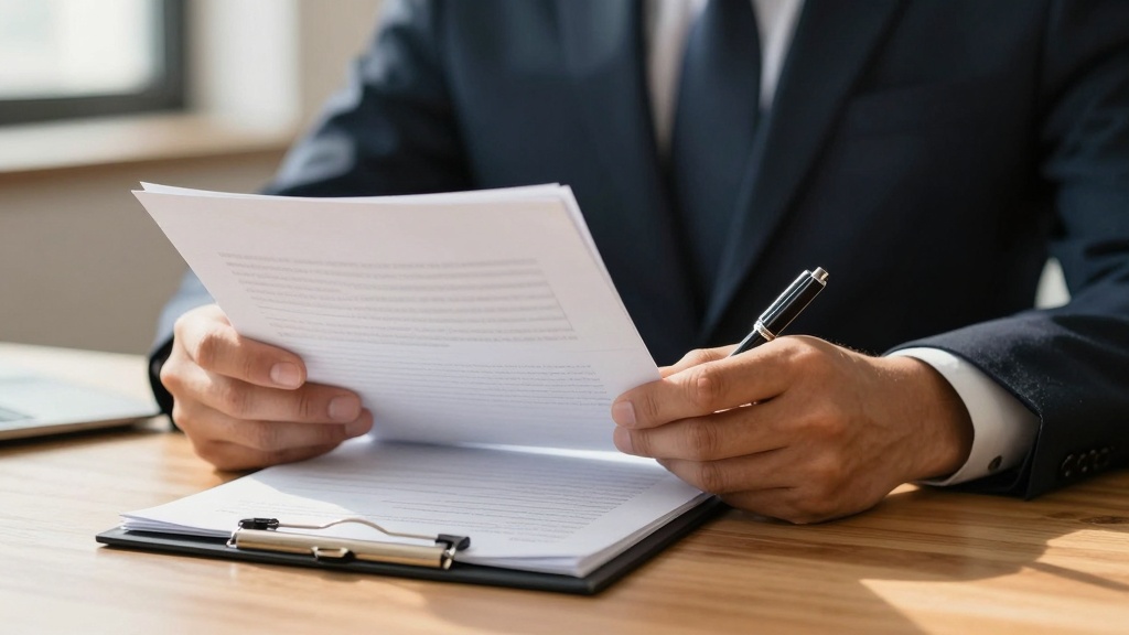 Landlord reviewing rental documents