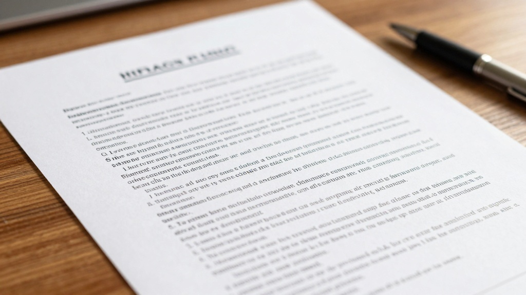 Legal notice document on table
