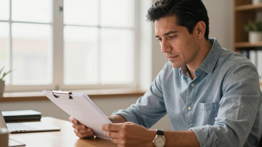 Landlord reviewing notice to vacate document