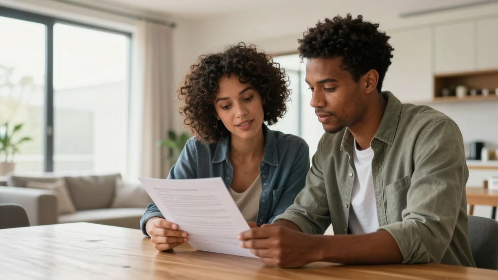 Notice to vacate: couple reviewing rental document