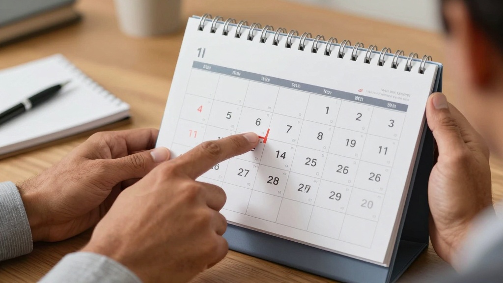 Landlord checking eviction notice timeline on calendar