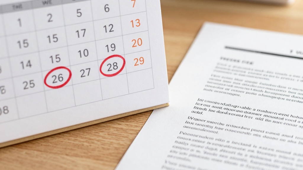 Oregon eviction notice: calendar showing notice periods