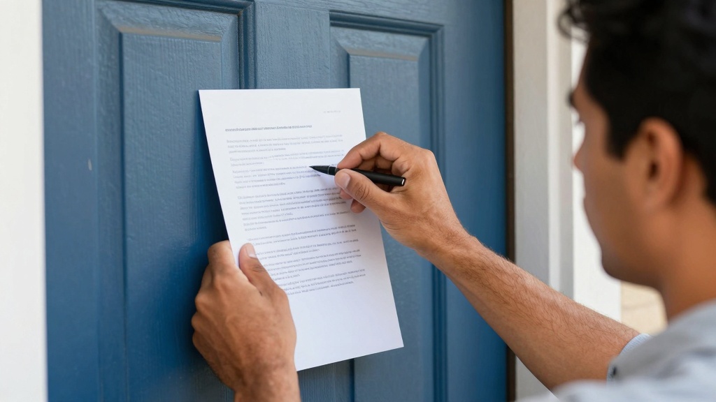 Landlord posting notice on door