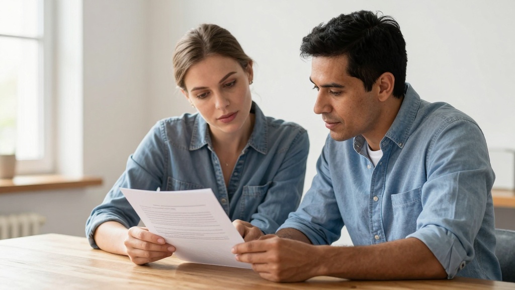 Payment agreement: two people reviewing a contract