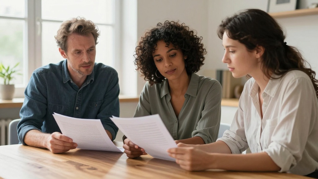 Payment plan agreement: people reviewing financial documents