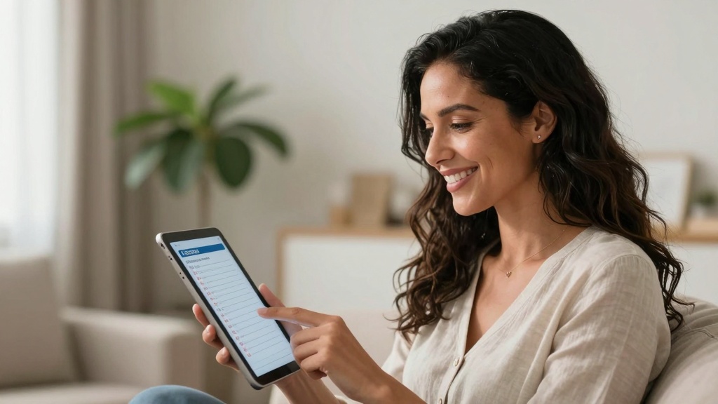 Reviewing payment plan steps on tablet