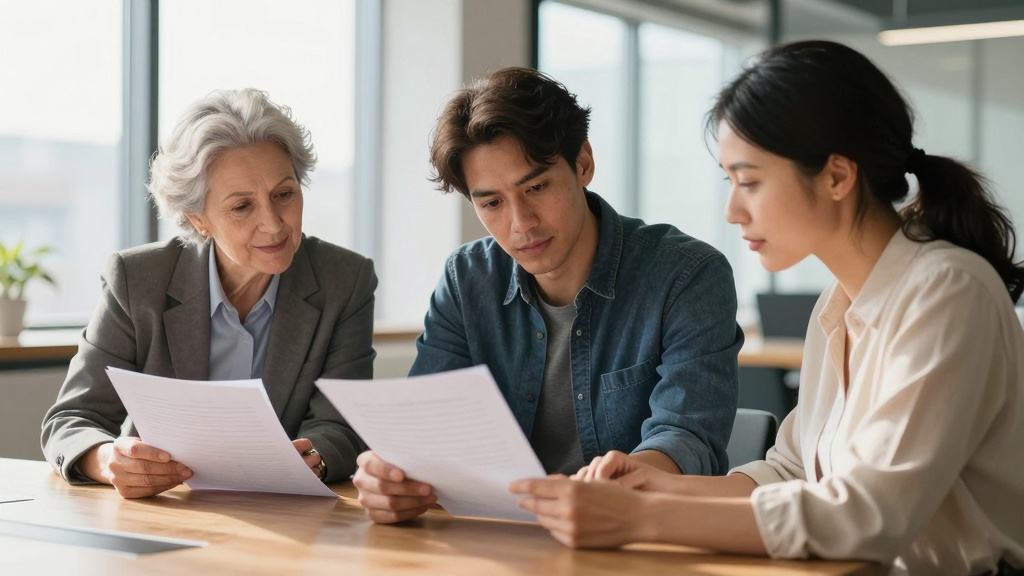Payment plan: people reviewing agreement documents