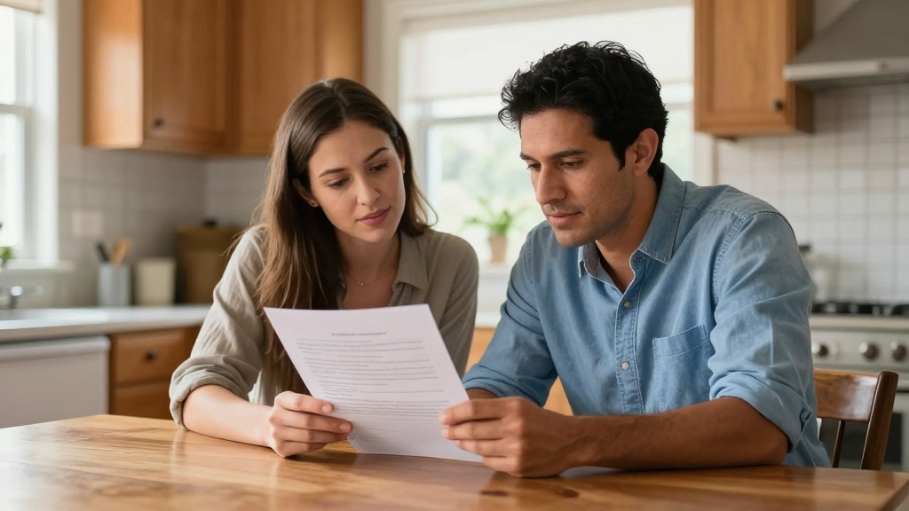 Two people reviewing a personal loan contract at a table